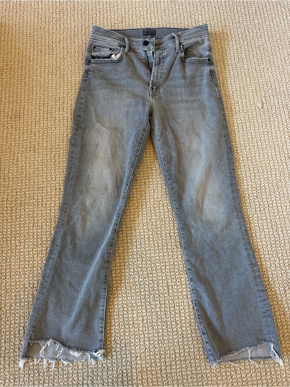 MOTHER Women's Gray Bootcut Jeans with Frayed Hem
